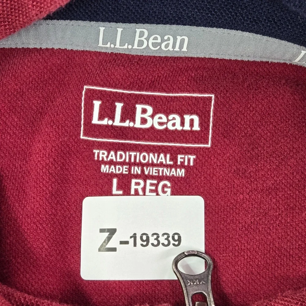 LL Bean Men‎ Track Jacket Large Red Full Zip Traditional Fit Pockets Mock Neck